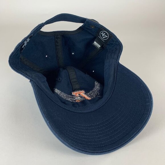 Auburn Tigers NCAA Retro Navy Blue 47 Brand Clean Up Relaxed Fit Strapback Hat - Picture 4 of 6